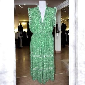 Max Studio Women's Crepe Sleeveless Ruffle Neck Tiered Maxi Dress size 3X